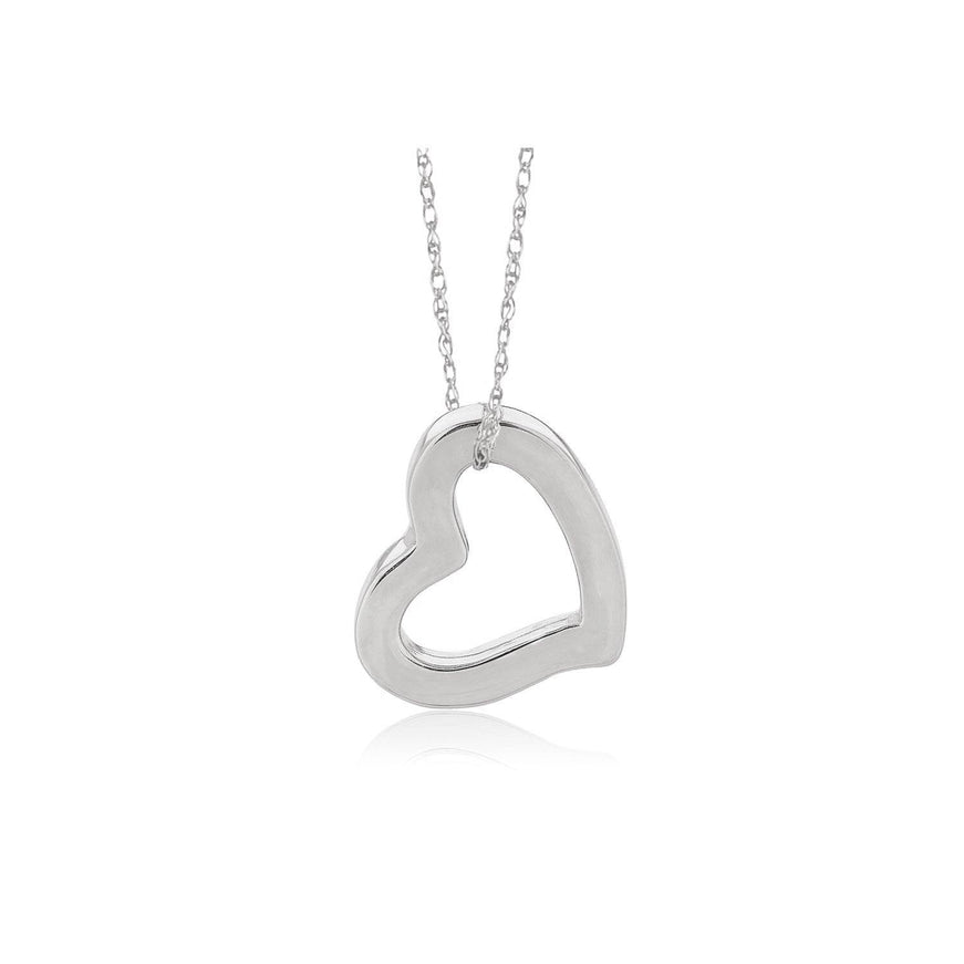 14k White Gold Heart Pendant - Ellie Belle