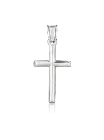 14k White Gold High Polish Cross Pendant - Ellie Belle