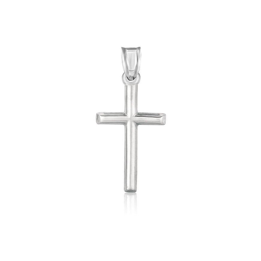 14k White Gold High Polish Cross Pendant - Ellie Belle