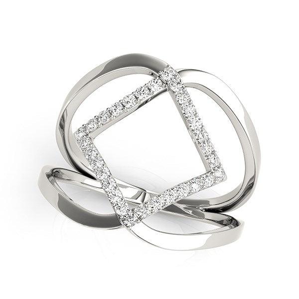 14k White Gold Interlaced Design Diamond Ring (1/5 cttw) - Ellie Belle