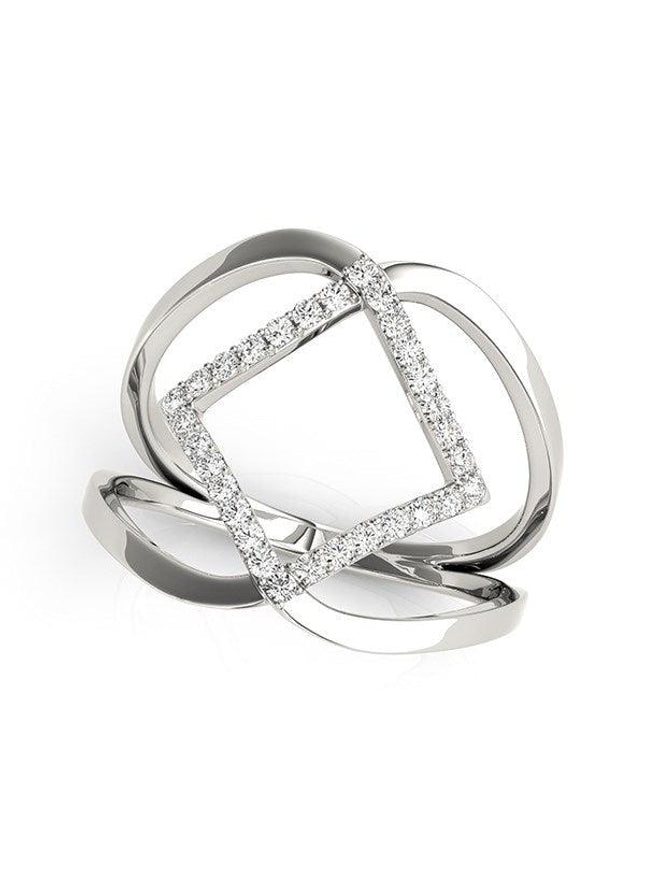 14k White Gold Interlaced Design Diamond Ring (1/5 cttw) - Ellie Belle