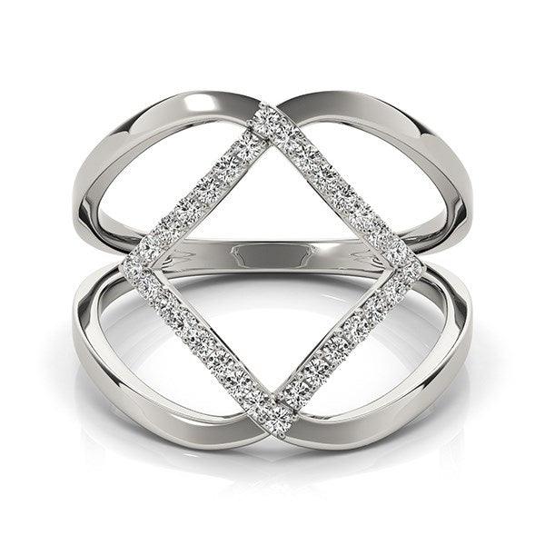 14k White Gold Interlaced Design Diamond Ring (1/5 cttw) - Ellie Belle