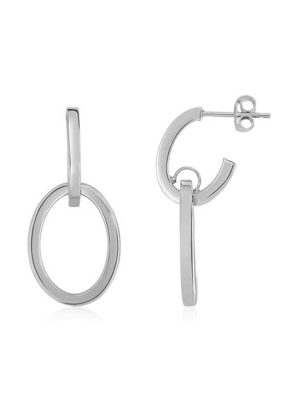 14K White Gold Interlocking Drop Hoop Earrings - Ellie Belle