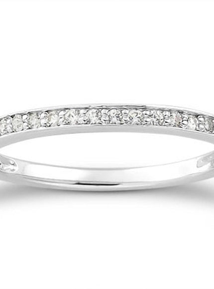 14k White Gold Micro-pave Diamond Wedding Ring Band Set 3/4 Around - Ellie Belle