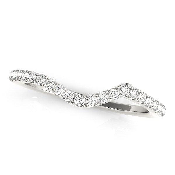 14k White Gold Modern Curved Diamond Wedding Band (1/6 cttw) - Ellie Belle