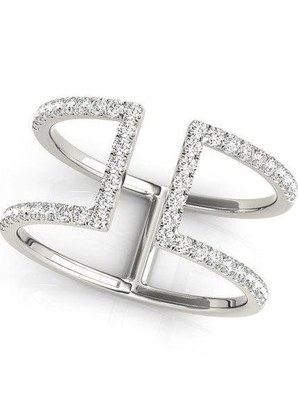 14k White Gold Modern Dual Band Style Diamond Ring (1/2 cttw) - Ellie Belle