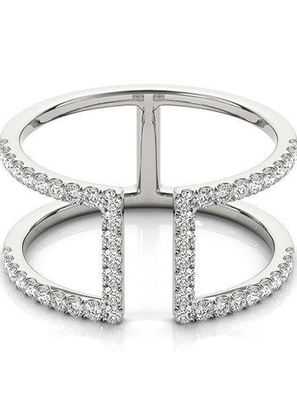 14k White Gold Modern Dual Band Style Diamond Ring (1/2 cttw) - Ellie Belle