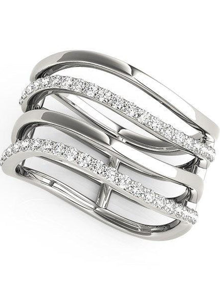 14k White Gold Multiple Band Design Ring with Diamonds (3/8 cttw) - Ellie Belle