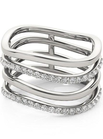 14k White Gold Multiple Band Design Ring with Diamonds (3/8 cttw) - Ellie Belle