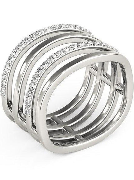 14k White Gold Multiple Band Design Ring with Diamonds (3/8 cttw) - Ellie Belle