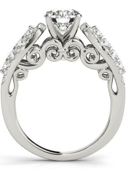 14k White Gold Multirow Shank Round Diamond Engagement Ring (1 1/2 cttw) - Ellie Belle