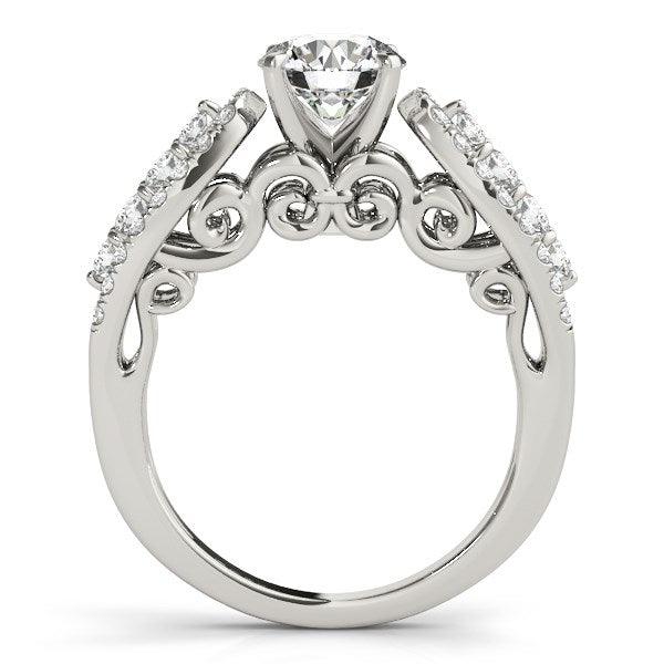 14k White Gold Multirow Shank Round Diamond Engagement Ring (1 1/2 cttw) - Ellie Belle