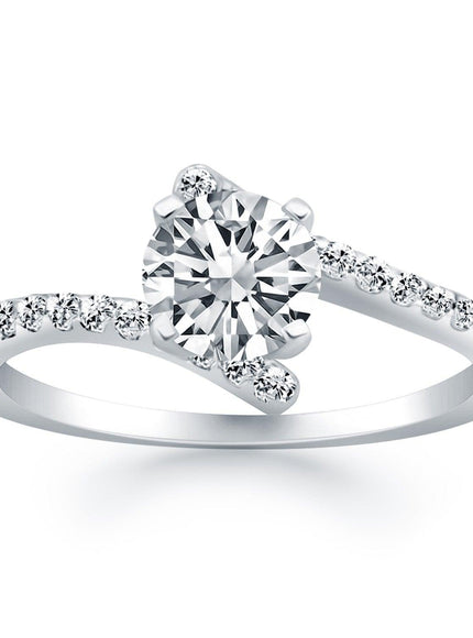 14k White Gold Open Shank Bypass Diamond Engagement Ring - Ellie Belle