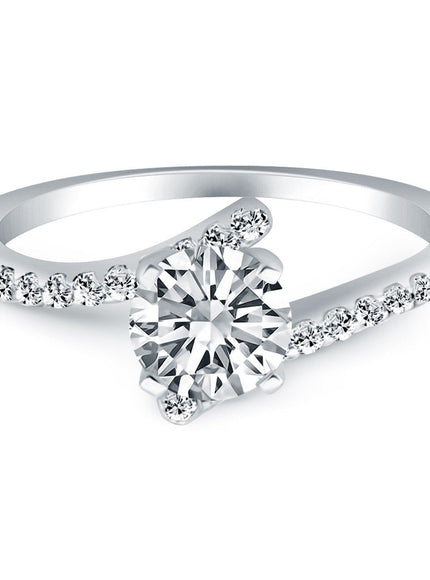 14k White Gold Open Shank Bypass Diamond Engagement Ring - Ellie Belle