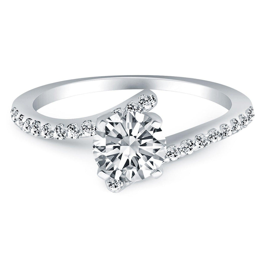 14k White Gold Open Shank Bypass Diamond Engagement Ring - Ellie Belle