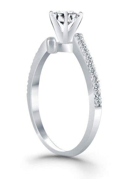 14k White Gold Open Shank Bypass Diamond Engagement Ring - Ellie Belle