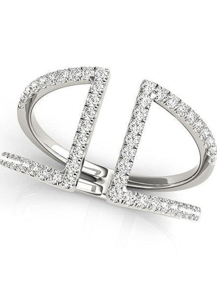 14k White Gold Open Style Dual Band Ring with Diamonds (1/2 cttw) - Ellie Belle