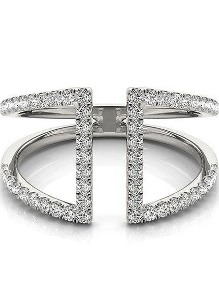 14k White Gold Open Style Dual Band Ring with Diamonds (1/2 cttw) - Ellie Belle