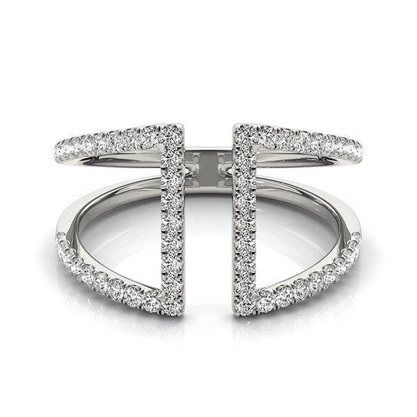 14k White Gold Open Style Dual Band Ring with Diamonds (1/2 cttw) - Ellie Belle