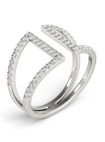 14k White Gold Open Style Dual Band Ring with Diamonds (1/2 cttw) - Ellie Belle