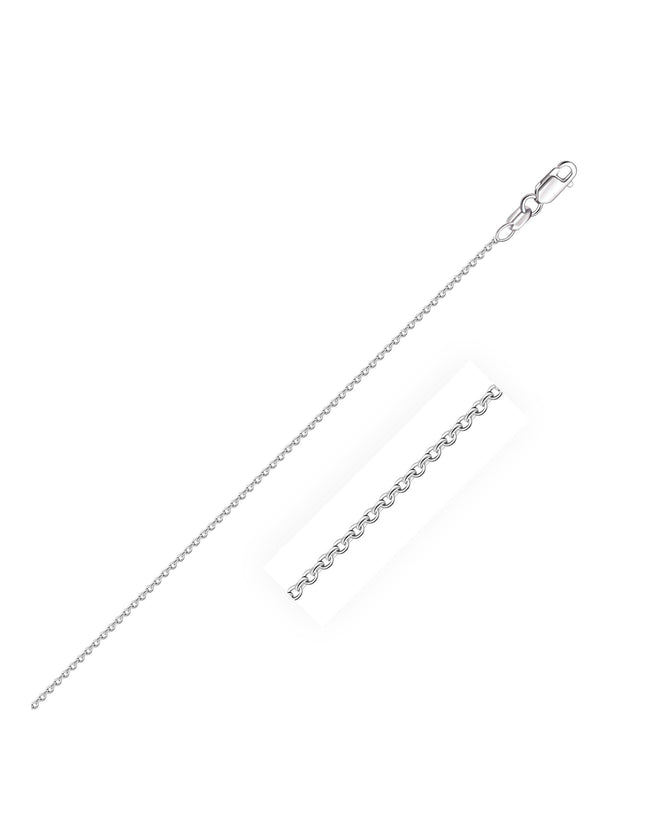 14k White Gold Oval Cable Link Chain 0.97mm - Ellie Belle