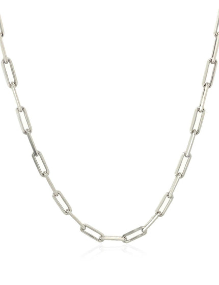 14K White Gold Paperclip Chain (2.5mm) - Ellie Belle