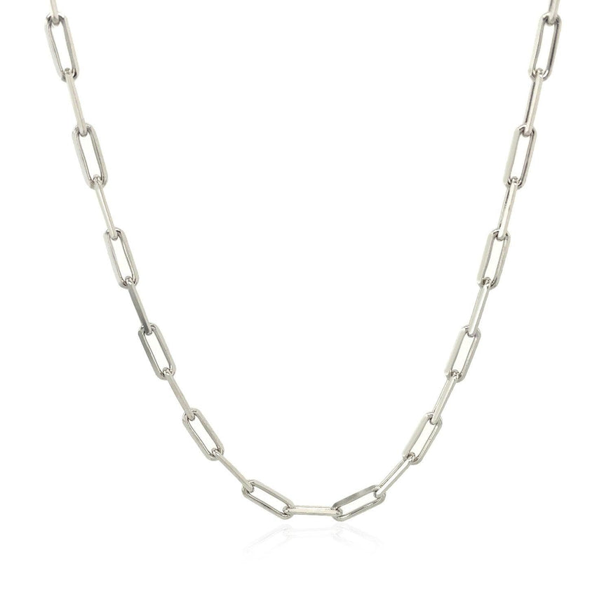 14K White Gold Paperclip Chain (2.5mm) - Ellie Belle