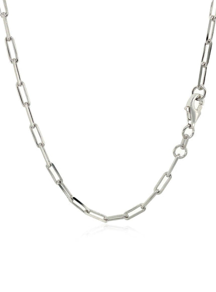 14K White Gold Paperclip Chain (2.5mm) - Ellie Belle