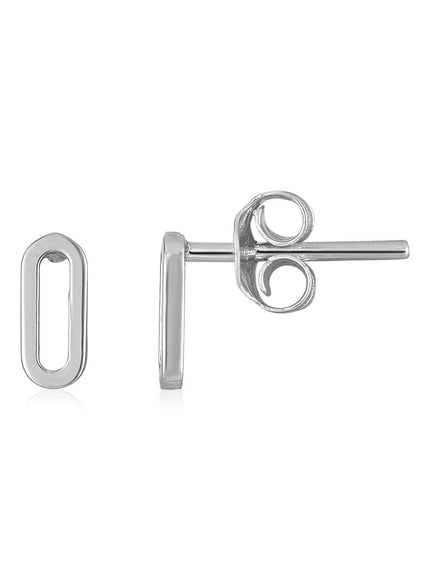 14k White Gold Paperclip Link Stud Earrings - Ellie Belle