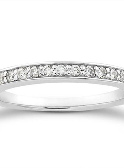 14k White Gold Pave Diamond Wedding Ring Band Set 1/2 Around - Ellie Belle