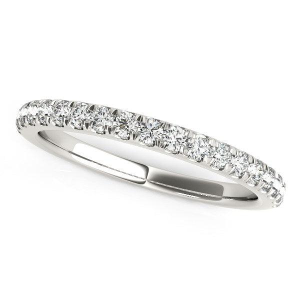 14k White Gold Pave Set Diamond Wedding Ring (1/4 cttw) - Ellie Belle