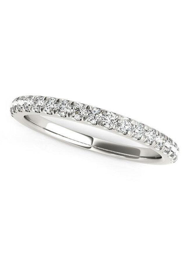 14k White Gold Pave Set Diamond Wedding Ring (1/4 cttw) - Ellie Belle