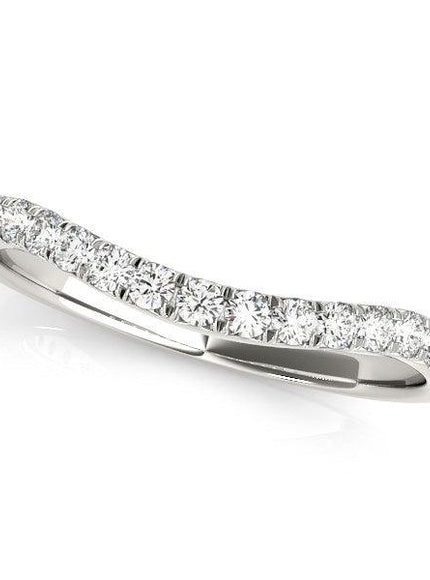 14k White Gold Pave Set Round Diamond Curved Wedding Band (1/4 cttw) - Ellie Belle