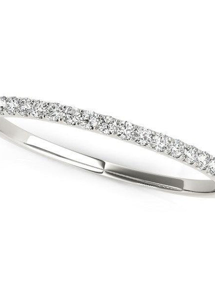 14k White Gold Pave Set Round Diamond Wedding Ring (1/8 cttw) - Ellie Belle