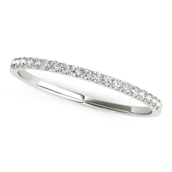 14k White Gold Pave Set Round Diamond Wedding Ring (1/8 cttw) - Ellie Belle