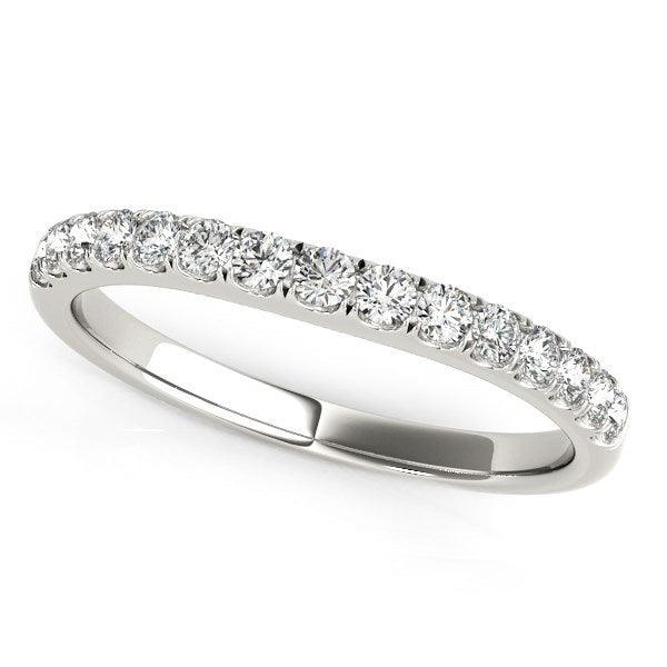 14k White Gold Pave Set Style Diamond Wedding Band (1/4 cttw) - Ellie Belle