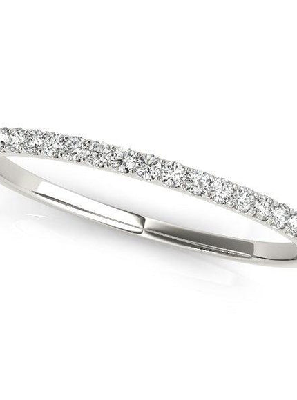 14k White Gold Pave Set Style Round Diamond Wedding Ring (1/8 cttw) - Ellie Belle