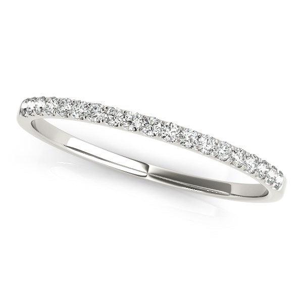 14k White Gold Pave Set Style Round Diamond Wedding Ring (1/8 cttw) - Ellie Belle