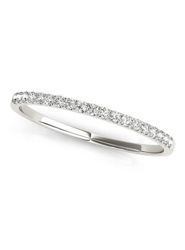 14k White Gold Pave Set Style Round Diamond Wedding Ring (1/8 cttw) - Ellie Belle