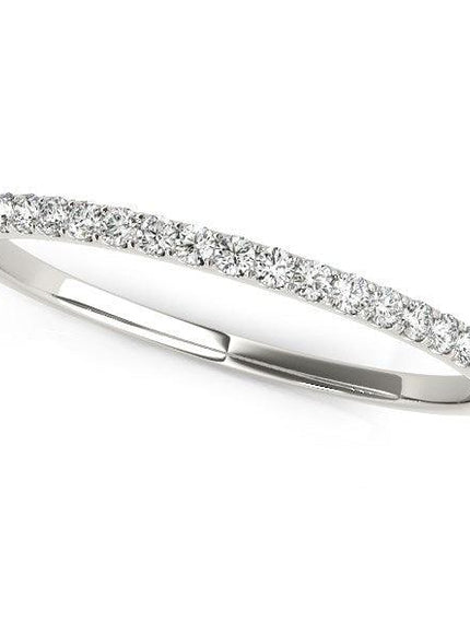 14k White Gold Pave Setting Diamond Wedding Ring (1/8 cttw) - Ellie Belle