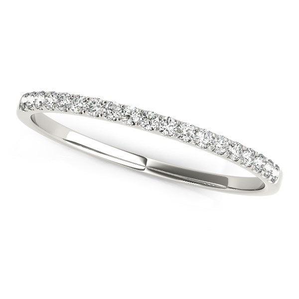 14k White Gold Pave Setting Diamond Wedding Ring (1/8 cttw) - Ellie Belle