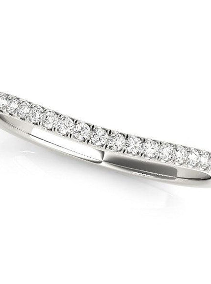 14k White Gold Pave Setting Style Curved Wedding Band (1/10 cttw) - Ellie Belle