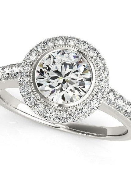 14k White Gold Pave Style Diamond Engagement Ring (1 3/8 cttw) - Ellie Belle