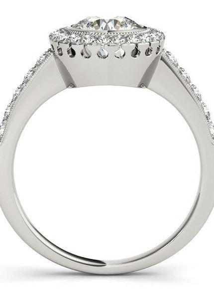 14k White Gold Pave Style Diamond Engagement Ring (1 3/8 cttw) - Ellie Belle