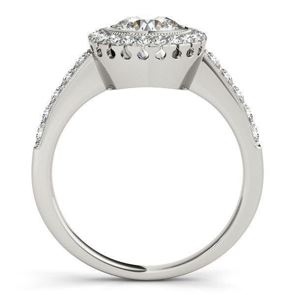 14k White Gold Pave Style Diamond Engagement Ring (1 3/8 cttw) - Ellie Belle