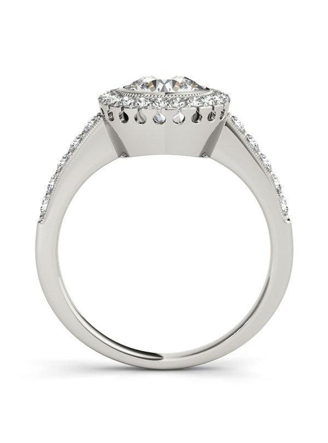 14k White Gold Pave Style Diamond Engagement Ring (1 3/8 cttw) - Ellie Belle