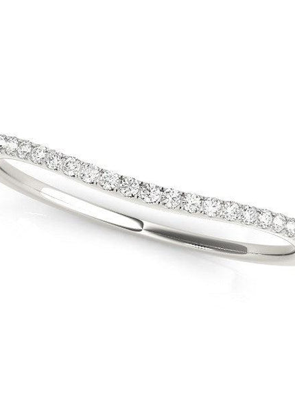 14k White Gold Pave Style Setting Curved Diamond Wedding Band (1/10 cttw) - Ellie Belle