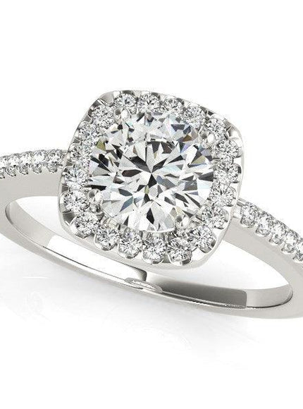 14k White Gold Pave Style Slim Shank Diamond Engagement Ring (1 1/8 cttw) - Ellie Belle