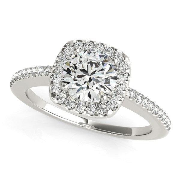 14k White Gold Pave Style Slim Shank Diamond Engagement Ring (1 1/8 cttw) - Ellie Belle