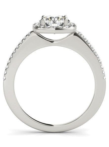 14k White Gold Pave Style Slim Shank Diamond Engagement Ring (1 1/8 cttw) - Ellie Belle